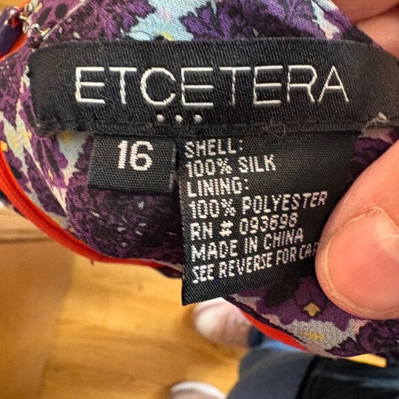 Silk Paisley Geometric Print Skirt Faux Wrap Sz 16 Vibrant Red Purple Zip - Picture 2 of 9